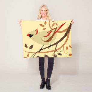 Noordelijke Kardinaal Songbird Fleece Deken