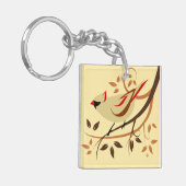 Noordelijke Kardinaal Songbird Sleutelhanger (Voorkant Links)
