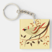 Noordelijke Kardinaal Songbird Sleutelhanger (Voorkant)