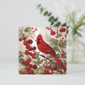 Noordelijke Kardinaal Vogel Rode Bessen (Staand voorkant)