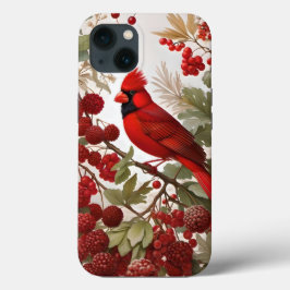 Noordelijke Kardinaal Vogel Rode Bessen Case-Mate iPhone Case