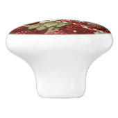 Noordelijke Kardinaal Vogel Rode Bessen Keramische Knop (Zijkant)