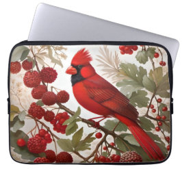 Noordelijke Kardinaal Vogel Rode Bessen Laptop Sleeve
