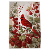 Noordelijke Kardinaal Vogel Rode Bessen Medium Cadeauzakje (Achterkant)