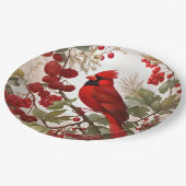 Noordelijke Kardinaal Vogel Rode Bessen Papieren Bordje (Gekanteld)