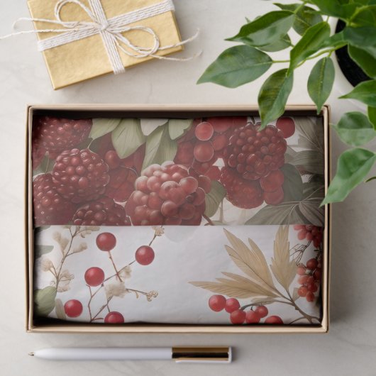 Noordelijke Kardinaal Vogel Rode Bessen Tissuepapier (Geschenk)