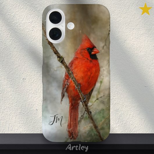 Noordelijke Kardinaal Vogel Schilderij Custom Name Case-Mate iPhone Case