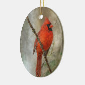 Noordelijke Kardinaal Vogel Schilderij Jaar Kerstm Keramisch Ornament (Links)