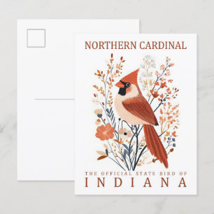 Noordelijke Kardinaal Vogel van Indiana USA Reizen Briefkaart