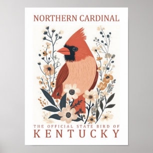 Noordelijke Kardinaal Vogel van Kentucky Poster