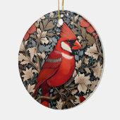 Noordelijke kardinaal vogel William Morris geïnspi Keramisch Ornament (Links)