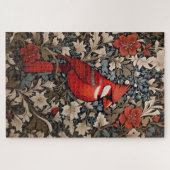 Noordelijke kardinaal vogel William Morris geïnspi Legpuzzel (Horizontaal)