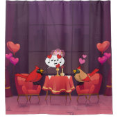 Noordelijke Kardinaal Vogels Diner Datum Douchegordijn (Voorkant)