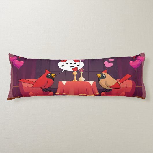 Noordelijke Kardinaal Vogels Diner Datum Lichaamskussen (Voorkant)