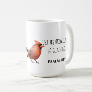Noordelijke Kardinaal, w Verse van Psalm 118:24 Koffiemok