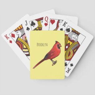Noordelijke kardinaalvogel cartoonillustratie pokerkaarten
