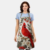 Noordelijke Kardinaalvogel Mooie Bloemen Schort (Gedragen)