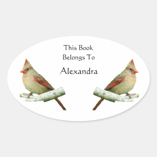 Noordelijke Kardinale Bookplaat stickers (Voorkant)
