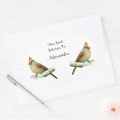Noordelijke Kardinale Bookplaat stickers (Envelop)