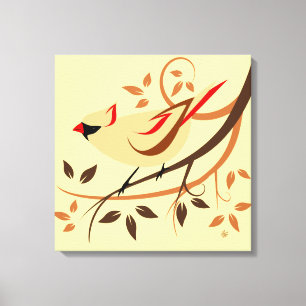 Noordelijke kardinale vogels canvas afdruk