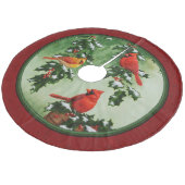 Noordelijke Kardinalen en Holly Red Fleece Kerstboom Rok (Gekanteld)