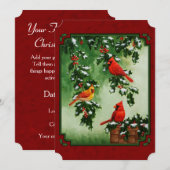 Noordelijke Kardinalen en Holly Red Kaart (Voorkant / Achterkant)