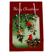 Noordelijke Kardinalen en Holly Red Medium Cadeauzakje (Achterkant)