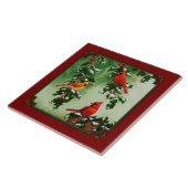 Noordelijke Kardinalen en Holly Red Tegeltje (Zijkant)