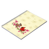 Noordelijke kardinalen op Blossom Branch Notitieboek (Linkerzijde)