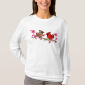 Noordelijke kardinalen op Blossom Branch T-shirt (Voorkant)
