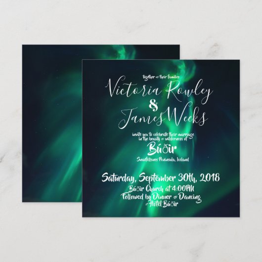 Noordelijke lammeren / Aurora Borealis Wedding Kaart (Voorkant / Achterkant)
