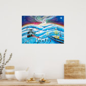 Noordelijke lampjes aurora borealis schilderij G B Poster (Keuken)