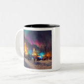 Noordelijke lichten 003 tweekleurige koffiemok (Voorkant links)