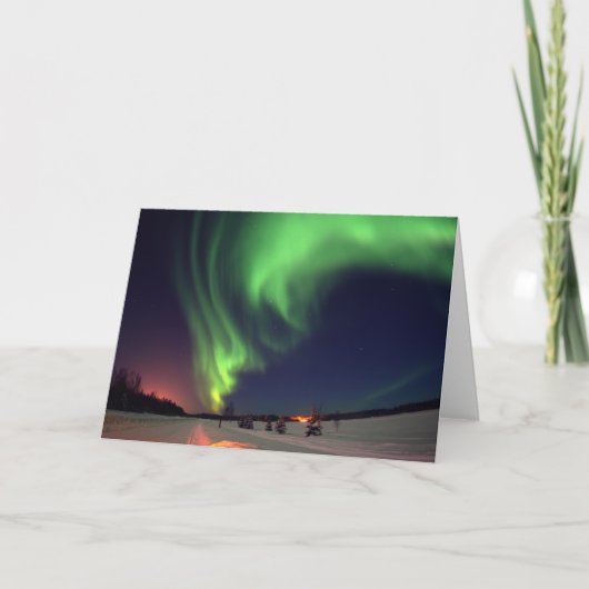 Noordelijke lichten aan het meer van Beer Kaart (Voorkant)