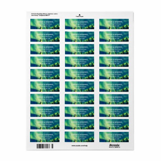 Noordelijke Lichten Aurora Borealis Naight Sky Ret Etiket (Full Sheet)