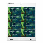 Noordelijke Lichten Aurora Borealis Night Sky Wedd Etiket (Full Sheet)