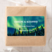 Noordelijke Lichten Aurora Borealis Night Sky Wedd Etiket (Insitu)
