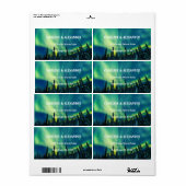 Noordelijke Lichten Aurora Borealis Night Sky Wedd Etiket (Full Sheet)