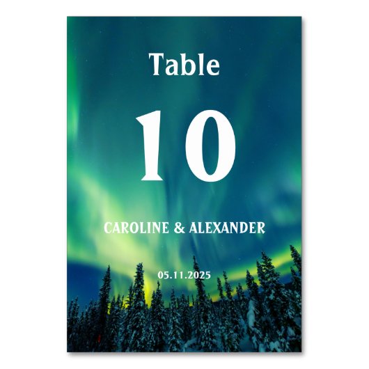 Noordelijke Lichten Aurora Borealis Night Sky Wedd Kaart (Voorkant)