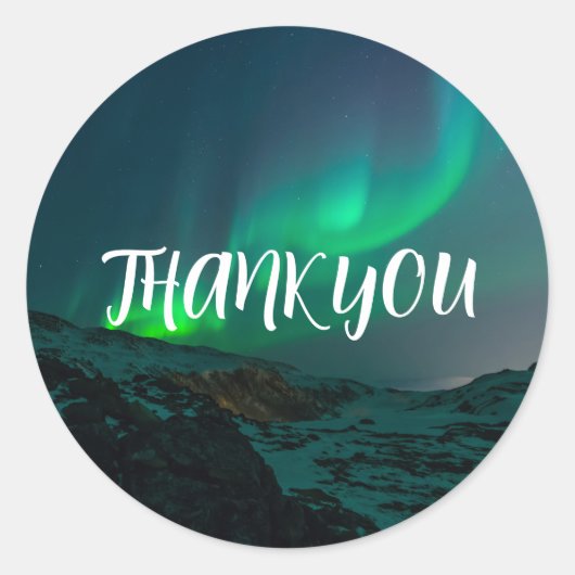 Noordelijke Lichten Aurora Borealis Night Sky Wedd Ronde Sticker (Voorkant)
