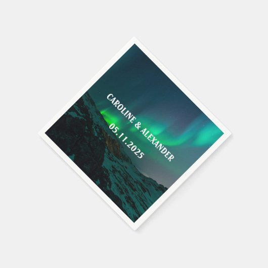 Noordelijke Lichten Aurora Borealis Night Sky Wedd Servet (Hoek)