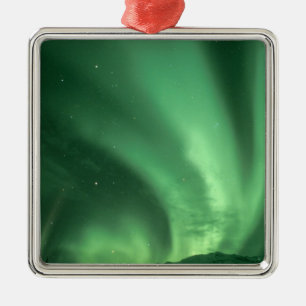 Noordelijke lichten, Aurora borealis, over de gron Metalen Ornament