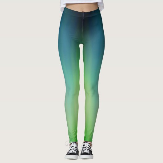Noordelijke lichten blauwgroen/limoen leggings (Voorkant)