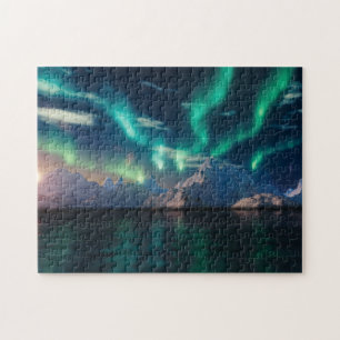 Noordelijke lichten boven water   Aurora Borealis Legpuzzel