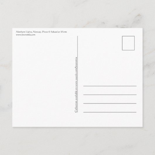 Noordelijke lichten briefkaart (Achterkant)