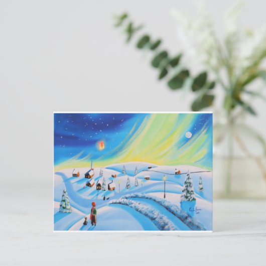 Noordelijke lichten en een lantaarn briefkaart (Staand voorkant)