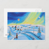 Noordelijke lichten en een lantaarn briefkaart (Voorkant / Achterkant)