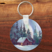 NOORDELIJKE LICHTEN EN LOGCABIN SLEUTELHANGER (Voorkant)