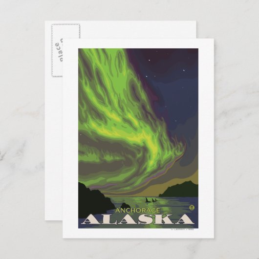 Noordelijke lichten en orcas - Anchorage, Alaska Briefkaart (Voorkant / Achterkant)