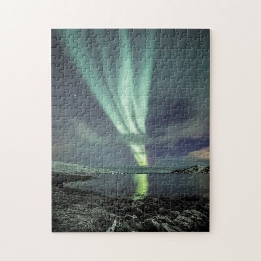 Noordelijke Lichten Fjord Noorwegen Legpuzzel (Verticaal)